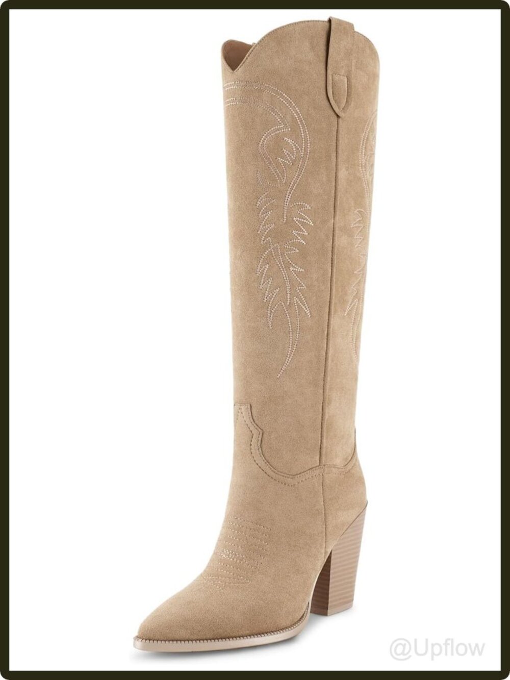 Women's Knee High Cowboy Boots Pointed Toe Block Heel Faux Suede Western